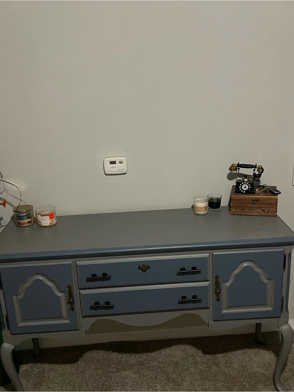 Blue & Gray Vintage-Style Sideboard Console Table